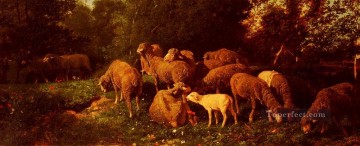  sous Pintura al %c3%b3leo - Les Moutons Dans Le SousBios animalier Charles Emile Jacque
